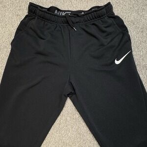 Nike Dri-fit Men's Black Fleece Tapered Training Pants Embroidered Logo Large